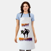 Black Cat Halloween Pompoen Halloween Schort (Gedragen)
