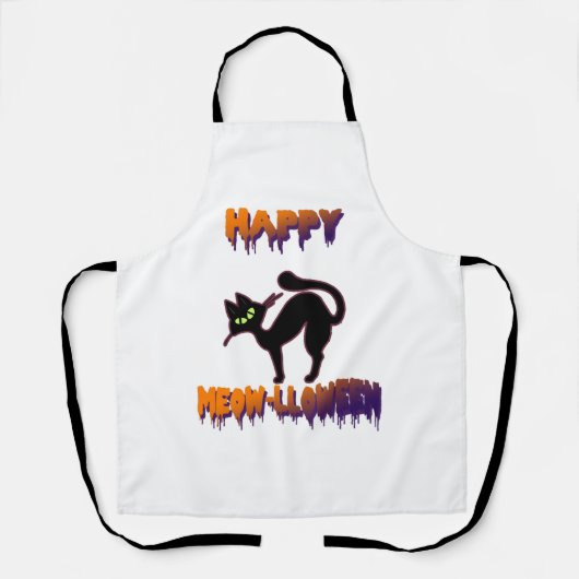 Black Cat Halloween Pompoen Halloween Schort (Voorkant)