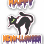 Black Cat Halloween Pompoen Halloween Sticker (Voorkant)