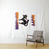 Black Cat Halloween Pompoen Halloween Wandkleed (In Situ (horizontaal))