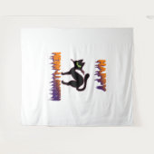 Black Cat Halloween Pompoen Halloween Wandkleed (Voorkant (horizontaal))