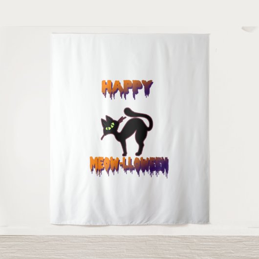 Black Cat Halloween Pompoen Halloween Wandkleed (Voorkant)