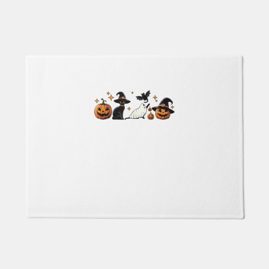 Black Cat Halloween Pumpkin Boo Ghost Witch Spooky Deurmat (Voorkant)