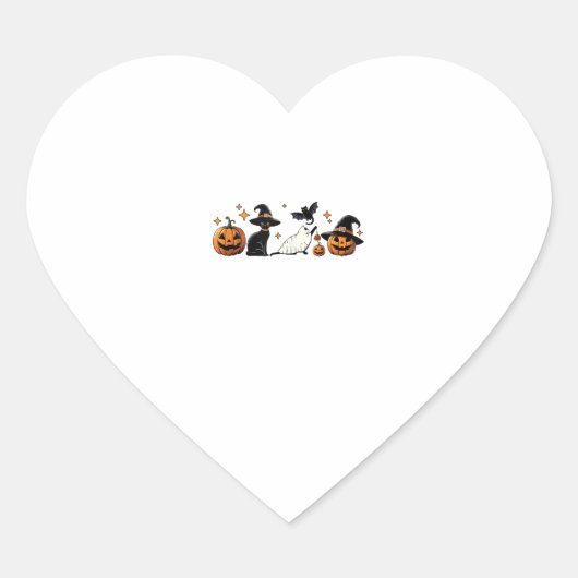 Black Cat Halloween Pumpkin Boo Ghost Witch Spooky Hart Sticker (Voorkant)