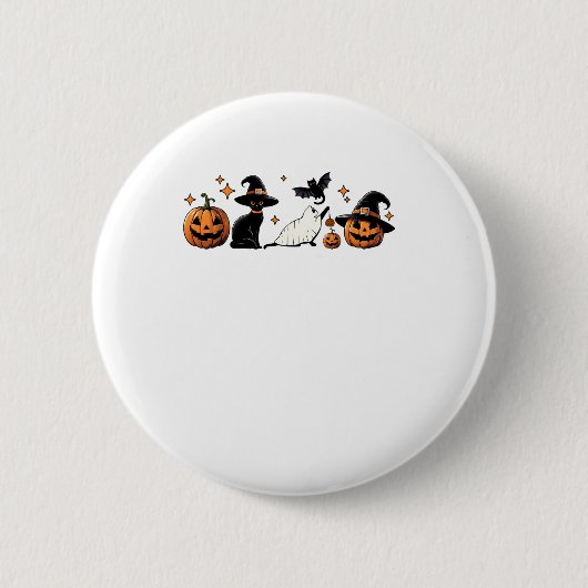 Black Cat Halloween Pumpkin Boo Ghost Witch Spooky Ronde Button 5,7 Cm (Voorkant)
