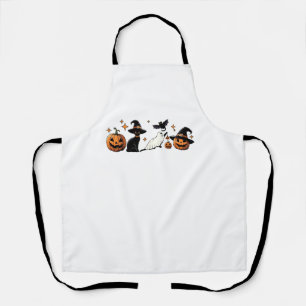 Black Cat Halloween Pumpkin Boo Ghost Witch Spooky Schort