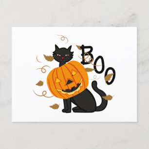 Black Cat Halloween Pumpkin Briefkaart