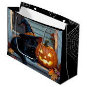 Black Cat Halloween Pumpkin Carving Party Groot Cadeauzakje (Voorkant Gekanteld)