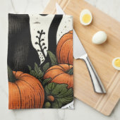 Black Cat Halloween Pumpkin Patch Theedoek (Quarter Fold)