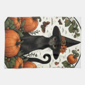 Black Cat Halloween Pumpkin Patch Theedoek (Horizontaal)