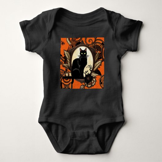 Black Cat Halloween Romper (Voorkant)