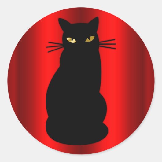 Black Cat Halloween Ronde Sticker (Voorkant)