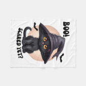 Black Cat Halloween Schattige  Zwarte Kitten Boo Fleece Deken (Voorkant (Horizontaal))