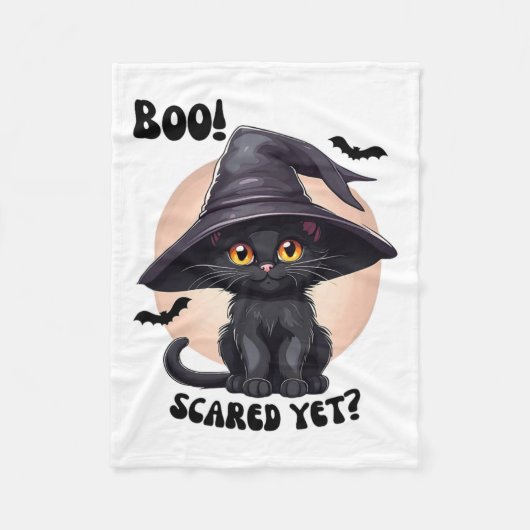 Black Cat Halloween Schattige  Zwarte Kitten Boo Fleece Deken (Voorkant)