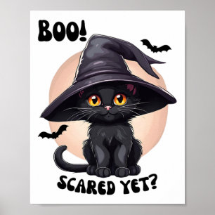 Black Cat Halloween Schattige  Zwarte Kitten Boo Poster