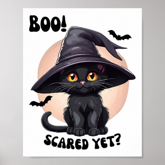 Black Cat Halloween Schattige  Zwarte Kitten Boo Poster (Voorkant)