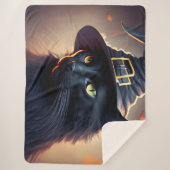 Black Cat Halloween Sherpa Deken (Voorkant)