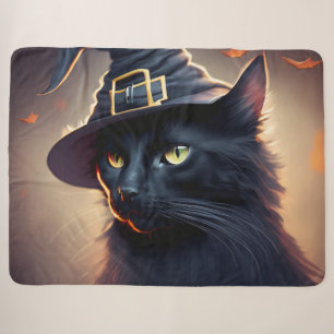 Black Cat Halloween Sherpa Deken
