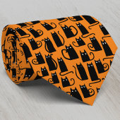 Black Cat Halloween Sinaasappel Stropdas