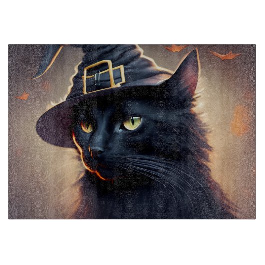 Black Cat Halloween Snijplank (Voorkant)