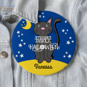 Black Cat Halloween Sterren Maan Schattige Kind Ronde Button 6,0 Cm (In situ)