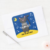Black Cat Halloween Sterren Maan Schattige Kind Vierkante Sticker (Envelop)