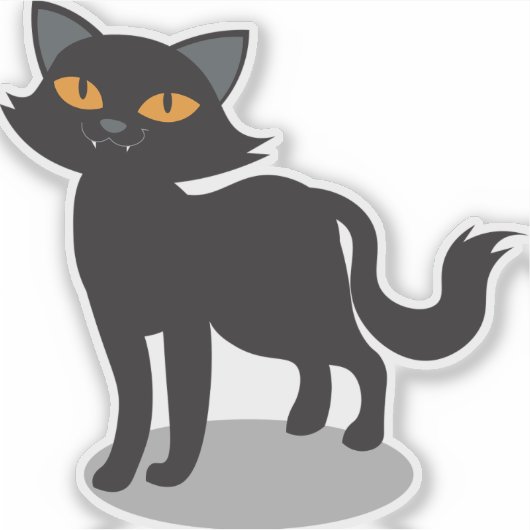 Black Cat Halloween Sticker – Spooky Vibes (Voorkant)