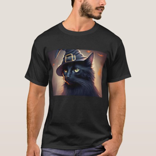 Black Cat Halloween T-shirt (Voorkant)
