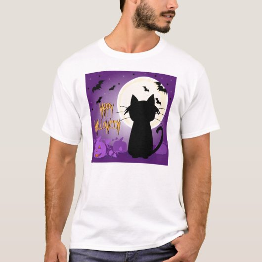 Black Cat Halloween T-shirt (Voorkant)