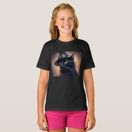 Black Cat Halloween T-shirt (Voorkant volledig)