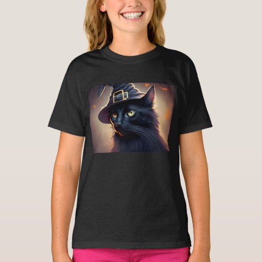 Black Cat Halloween T-shirt (Voorkant)