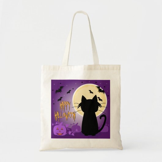 Black Cat Halloween Tote Bag (Voorkant)