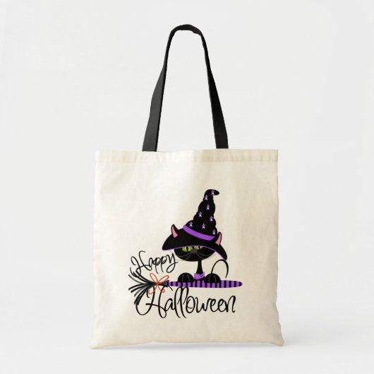 Black Cat Halloween Trick-or-Treat tas (Voorkant)