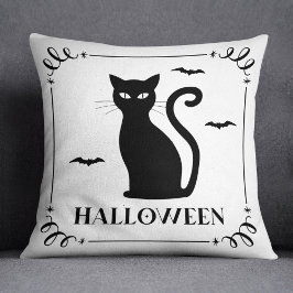 Black Cat Halloween Typografie Kussen