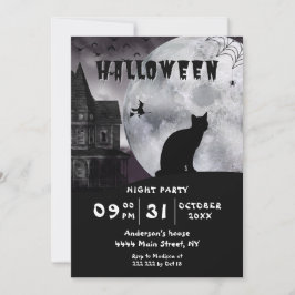 Black Cat Halloween uitnodiging