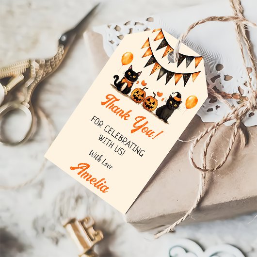 Black Cat Halloween verjaardagsfeestje cadeau Labe Cadeaulabel