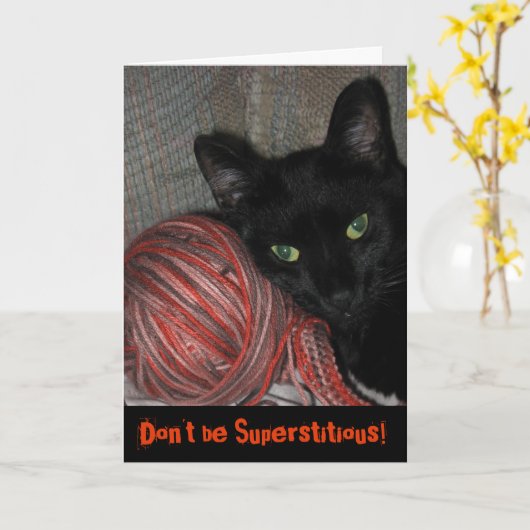Black Cat Halloween Wenskaart Kaart (Gele Bloem)