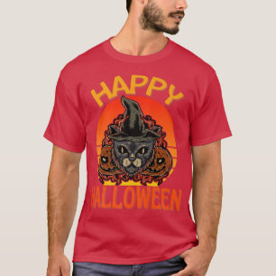 Black Cat Halloween Witchcraft Cat Witch Pumpkin M T-shirt