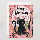 Black Cat Happy Birthday Feestdagenkaart (Voorkant / Achterkant)