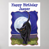 Black Cat Happy Birthday-Poster op persoonlijke ti Poster (Voorkant)