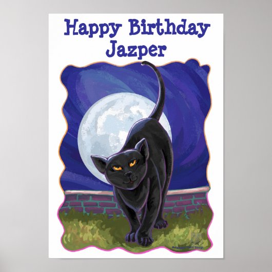 Black Cat Happy Birthday-Poster op persoonlijke ti Poster (Voorkant)