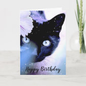Black Cat Happy Birthday Wenskaart Kaart (Voorkant)