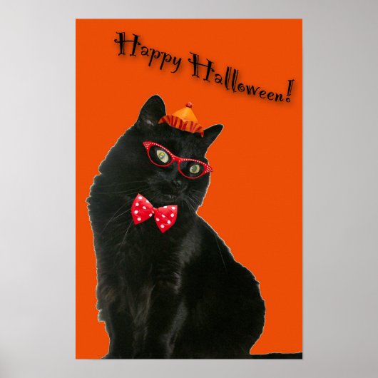 Black Cat Happy Halloween 20 x 30 Poster (Voorkant)