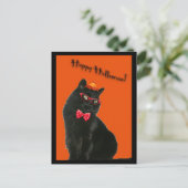 Black Cat Happy Halloween Briefkaart (Staand voorkant)