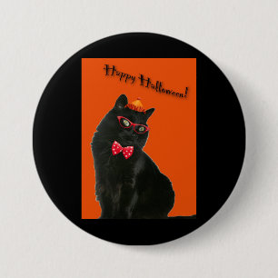 Black Cat Happy Halloween Button/badge Ronde Button 7,6 Cm