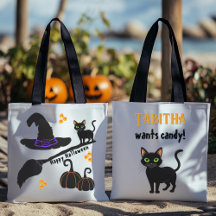 Black Cat Happy Halloween Gepersonaliseerde Canvas