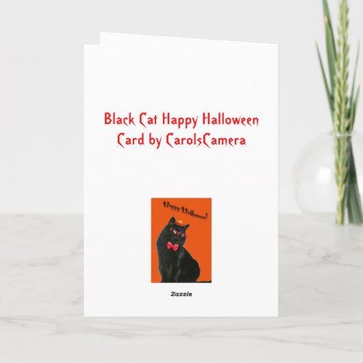 Black Cat Happy Halloween Kaart (Achterkant)