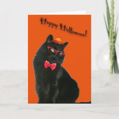 Black Cat Happy Halloween Kaart (Voorkant)
