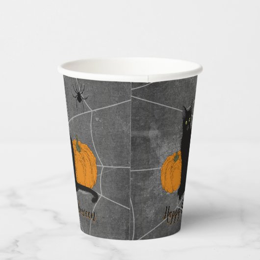 Black Cat Happy Halloween Papieren Bekers (Rechts)