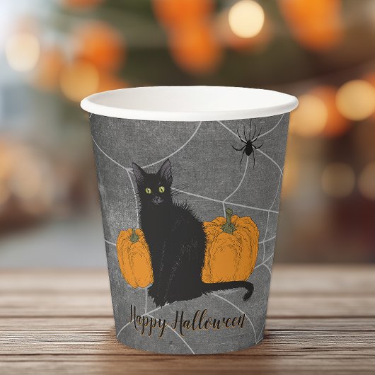 Black Cat Happy Halloween Papieren Bekers
